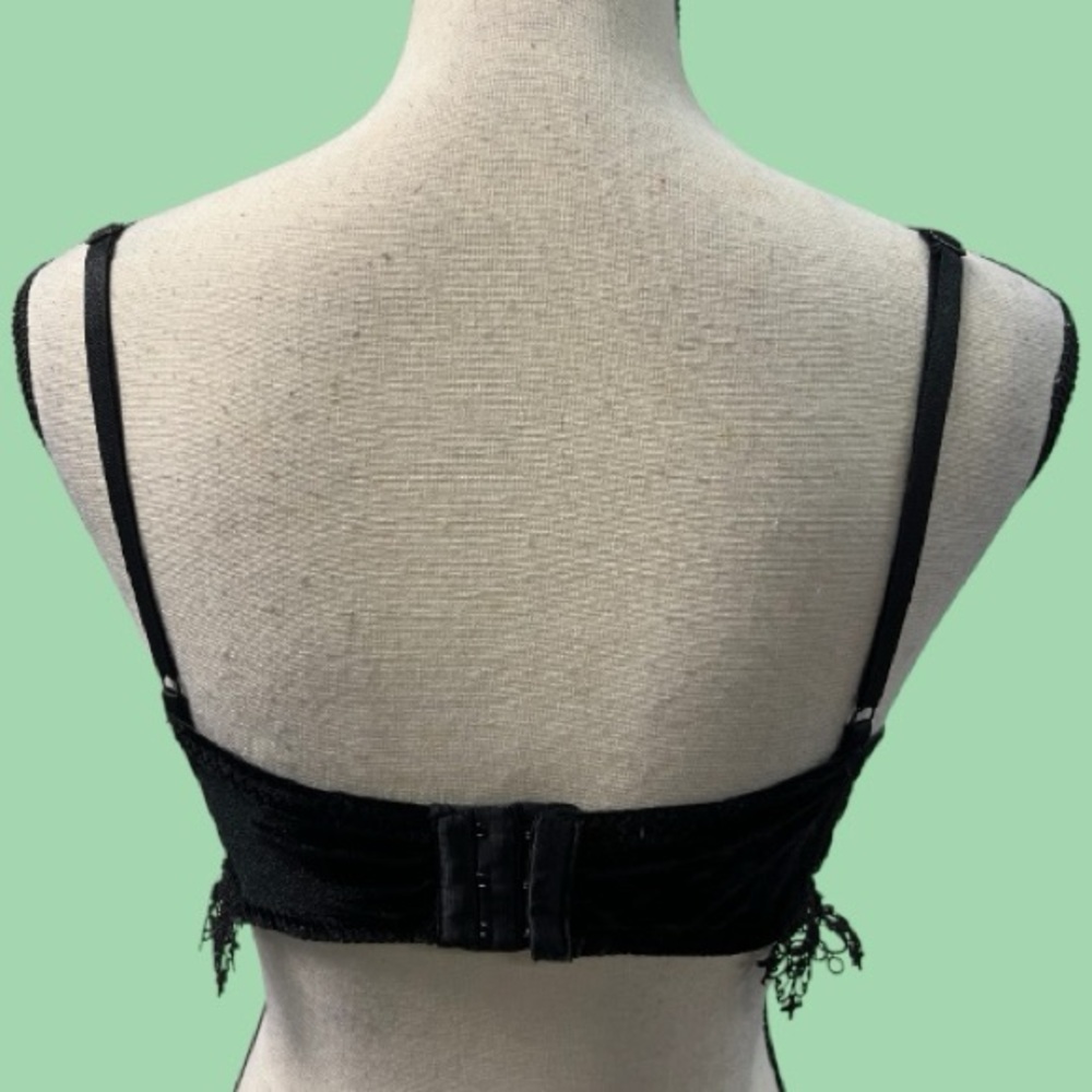Widow Velvet Bra Top Gothic Lace with Cross Detail Dolls Kill - Picture 5 of 6